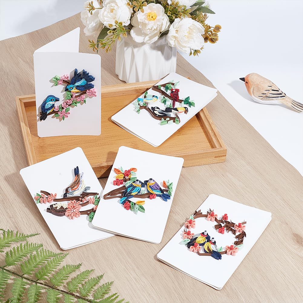 WEBEEDY 20 Sets Paper Quilling Kit for Adults Beginner DIY 5 Styles Bird Love Greeting Card Making kit with Instruction Handmade Bird Flower Quilling Card for Love,Valentine's Day,Wedding,Christmas WEBEEDY