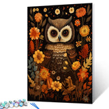 Tucocoo Retro Owl DIY Paint by Numbers for Adults Beginner,Floral Bird DIY Paint by Numbers Kits on Canvas, Home Wall Art Decor Gift Natural 16x20inch Frameless Tucocoo
