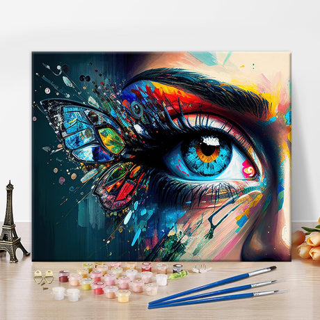 Paint by Numbers for Adults Acrylic Eye by Number Carp Paint by Number Kits Colorful Butterflies Paint by Numbers for Adults Beginner Abstract Artwork Wall Decor Oil Painting, 16"x 20" Unframed Rebotipy