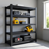 Notmise Metal Garage Shelving Unit, Heavy Duty Steel Storage Rack with High Load Capacity, Ideal for Garage, Warehouse, Basement, or Home Organization Solutions, Black (71" H×35" W×14" D) Notmise