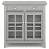 SIMPLIHOME Acadian SOLID WOOD 36 Inch Wide Rustic Entryway Hallway Storage Cabinet in Fog Grey, For the Living Room, Entryway and Family Room SIMPLIHOME