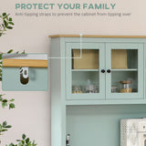 HOMCOM 71" Freestanding Pantry, Kitchen Buffet with Hutch, Modern Storage Cabinet, Microwave Cabinet with Drawers, Glass Doors, and Adjustable Shelves, Light Blue HOMCOM