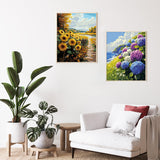 2 Pack Paint by Numbers Kit for Adults Beginner, Flowers Adult Paint by Number Kits on Canvas, DIY Hydrangea Sunflower Landscape Acrylic Painting by Number Kits for Home Decor Gift 16x20 Inch Possoco