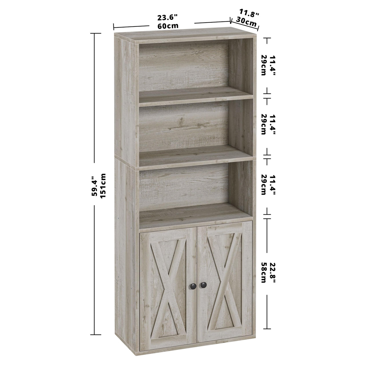 Industrial Chic 5-Shelf Bookcase with Doors – Durable Storage Solutions for Home and Office IRONCK