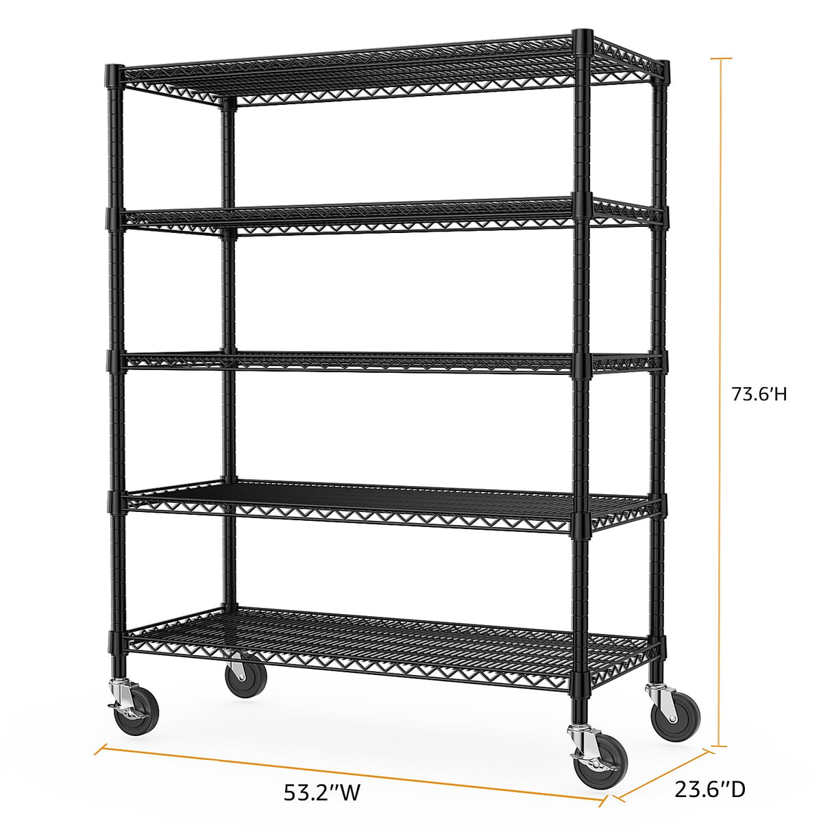 M MZG Garage Shelving 5 Tier Industrial Metal Shelving Units for Commercial, Basement, Pantry, Warehouse, School, Black Heavy Duty Easy Assembly 23.6" D x 53.2" W x 73.6" H M MZG