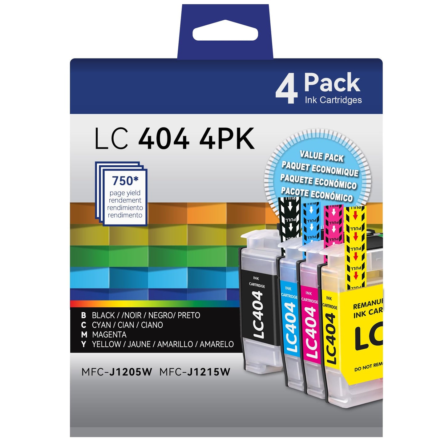 Valinkso LC404 Ink Cartridges Replacement for Brother Ink Cartridge LC 404 Color Standard Yield Compatible for Printer MFC-J1205W MFC-J1215W MFC-J1205W XL(4 Pack,1 Black 1 Cyan 1 Magenta 1 Yellow)