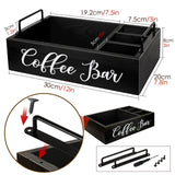 Coffee Station Organizer Wooden Coffee Bar Organizer for Countertop, Coffee Bar Accessories Organizer Farmhouse Kcup Coffee Pod Holder Storage Basket with Handle - Black MINCORD