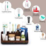 GFWARE Wood Toothbrush Holders for Bathrooms Countertop Organizer - Detachable 7 Slots Kid Bathroom Decor and Accessories, Wooden Bathroom Sink Storage Organization, Caddy, Tray, Brown GFWARE