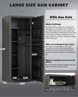 Luzfuego 20-25 Large Gun Safe, Fingerprint Gun Safe for Rifles and Pistols with LCD Keypad & Gun Rack, Unassembled Long Gun Cabinet for Home and Shotguns with Mute Function & Dual Alarm Luzfuego