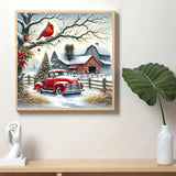 STGLCR Christmas Diamond Painting Kits for Adults, 5D DIY Cardinal Diamond Art Kits for Beginners, Full Drill Red Truck Diamond Painting Kits for Home Wall Decor 12x12 Inch STGLCR