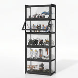 Magshion Display Cabinet with Acrylic Doors, 5-Tier Curio Cabinet for Collectibles, Display Case Showcase for Living Room, Office, 27.5"(L) x 13.5"(W) x 67.5"(H), Black Magshion