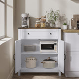 ChooChoo Kitchen Storage Cabinet, Coffee Bar Cabinet, Buffet Sideboard Cabinet with Drawer, Entryway Cabinet for Kitchen, Living Room, White ChooChoo