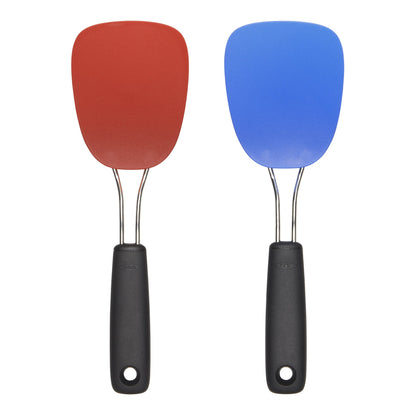 OXO Good Grips Nylon Flexible Turner Set, Red/Blue,10.65 x 3.15 x 2.45 inches