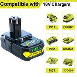 JGSPJ 4.0Ah Battery Replacement for Ryobi 18V ONE+ Battery P102 P103 P104 P105 P107 18Volt Lithium Battery 2Packs JGSPJ
