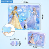 Puzzles for Kids Ages 4-8,Kids Puzzles in a Metal Box,Winter Princess Puzzles,Children Boys Girls Learning Educational Puzzles Packed in Tin Box,100 Pieces wieewg