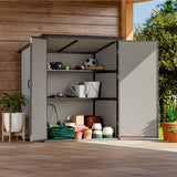 Patiowell 5 x 3 FT Outdoor Storage Shed, Resin Waterproof Cabinet with Adjustable Shelves and Lockable Doors for Patio Furniture, Pool Accessories and Tools, Beige Patiowell