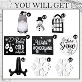 Yalikop 10 Pieces Christmas Farmhouse Winter Decor for Tiered Tray, Rustic Wooden Farmhouse Table Signs for Home Table Decoration Gift, Snowflake Style Yalikop