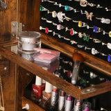 MASMIRE Rotating Jewelry Cabinet with Vanity Mirror,Full Length Mirror with Storage Mirror Jewelry Armoire Standing with LED Lights Lockable Jewelry Organizer Wheels Rustic Brown MASMIRE