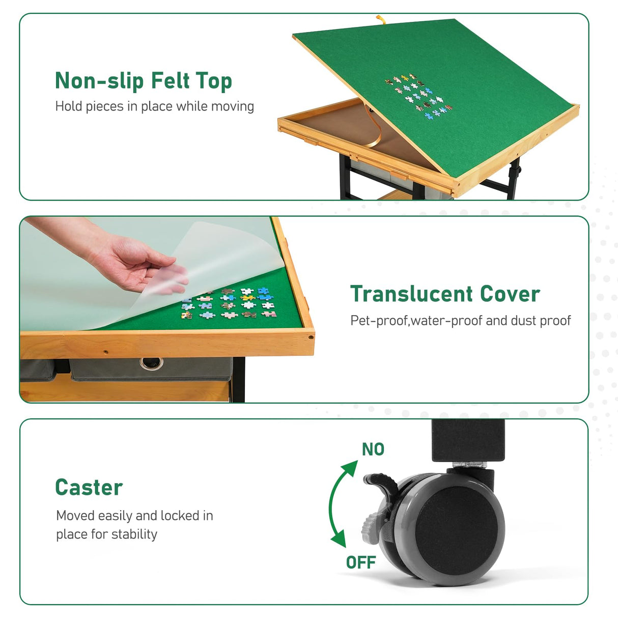 ALL4JIG 1500 Pieces Jigsaw Puzzle Board with Legs, 35.4"x26.4" Adjustable Puzzle Board for Adults, 3-Tilting Angles, Multi-Functional with 4+2 Drawers & Protective Cover ALL4JIG