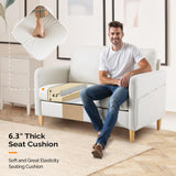 VINGLI 47" Small Couch, Beige Loveseat Mini Couch Mid Century Modern Decor Love Seat for Small Spaces Living Room, Bedroom, Play Room VINGLI