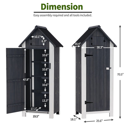 MCombo Outdoor Storage Cabinet Tool Shed Wooden Garden Shed Organizer Wooden Lockers with Fir Wood (70") 0770 (Gray) - WoodArtSupply