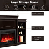 Tangkula 70" Mantel Fireplace, 750W/1500W Electric Fireplace w/Mantel & Built-in Bookshelves, 28.5-Inch Fireplace w/Remote Control, 1-8H Timer, Adjustable Flame Brightness & Color (Espresso) Tangkula