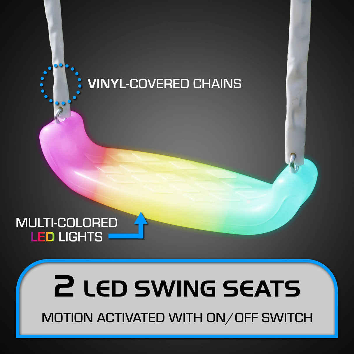 TSC North Star Wooden Swing Set with LED Swings and 6ft Slide Sportspower