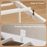 IRONCK Daybed with Trundle, Sturdy Metal Twin Bed Frame with X-Shaped Frame, Upholstered Farmhouse Daybed with Charging Station for Living Room, Bedroom, and Guest Room, White/Walnut IRONCK