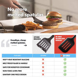 DI ORO Silicone Turner Spatula Set - Kitchen Spatulas for Nonstick Cookware - Cooking Utensils for Flipping Eggs & Pancakes - 600°F Heat-Resistant BPA Free Turners - Dishwasher Safe (4pc, Black) di Oro Living