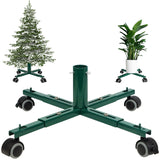 Blissun Christmas Tree Stand Base with Wheels, Movable Christmas Fake Tree Holder, Fits up to 7.5 FT Artificial Trees, Plant Caddy with Wheels, Plant Taxi, Plant Dolly Cart After Christmas (Green) Blissun
