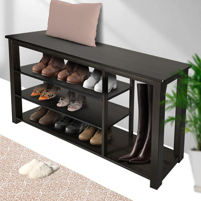 MACIFECI Shoe Rack Bench, 3 Tier Shoe Bench for Rustic Solid Wood Entryway Farmhouse Style Hallway Living Room, 39.4"