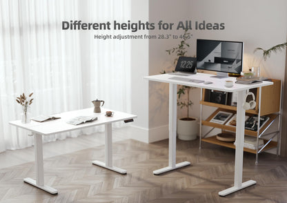 YDN Electric Standing Desk, Adjustable Height Stand up Desk, 48x24 Inches Sit Stand Home Office Desk with Splice Board,White Top - WoodArtSupply