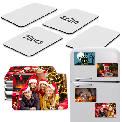 ICOSHOW Sublimation Magnet Blanks 3x3 inch, Sublimation Blank Products, 20Pcs Personalized Sublimation Fridge Refrigerator Magnets for Home Kitchen Office Decorative (Rectangular)