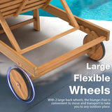 Patiorama Patio Acacia Wood Chaise Lounge Set of 2, Outdoor Folding Lounge Chair Recliner w/Adjustable Backrest, Wheels,Padded Cushion, Portable Sun Lounger Pool Chair for Deck,FSC Certified,Dark Grey Patiorama