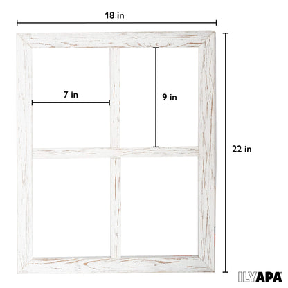 Ilyapa Window Frame Wall Decor 2 Pack - Large 18x22 Inch Rustic White Wood Window Pane Country Farmhouse Decorations