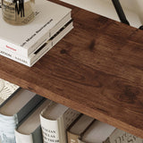 BON AUGURE Rustic Oak 5-Tier Industrial Ladder Shelf Bookcase BON AUGURE