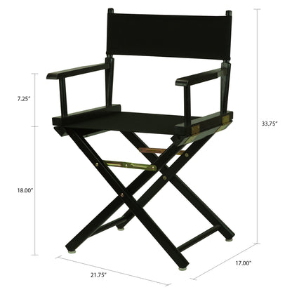 Casual Home Director's Chair ,Black Frame/Black Canvas,18" - Classic Height - WoodArtSupply