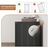 Record Player Stand with Vinyl Storage, Farmhouse Turntable Cabinet with Door, Vinyl Display Holder Shelves up to 750 Albums, Wooden Storage for Living Room, Black SLEKVERSA
