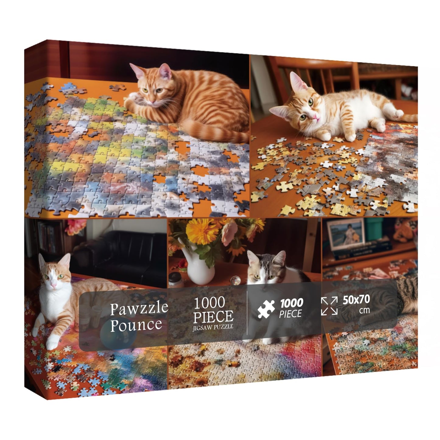 Cat Puzzles for Adults 1000 Piece, Kitten Kitty Funny Jigsaw Puzzle, Puzzle on Puzzles Difficult Jigsaw Puzzle for Cat Lovers - When Fluffy Strikes