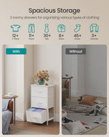 SONGMICS Dresser for Bedroom, Chest of Drawers, Steel, MDF, 3 Non-Woven Fabric Drawers, Storage Organizer Unit, Closet, Entryway, Cloud White and Snow White ULGS313W01S SONGMICS