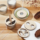 BENECREAT 8 Pcs 4 Styles Wooden Wick Centering Tool, 2.95 Inch Engraved Patterned Wick Holder, Candle Wick Stabilizer for Candle Making DIY BENECREAT