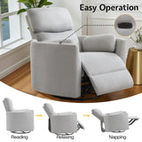 Jocisland Power Recliner Nursery Chair for Adults, Electric Swivel Rocking Glider with USB & Type-C, Soft Fabric Armchair with 2 Pillows, Cozy Reclining Sofa for Living Room, Bedroom, Light Grey Jocisland