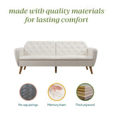 Novogratz Tallulah Memory Foam Futon Couch Bed, Futon Sofa Bed - Ivory Boucle Novogratz