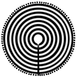 MACTING Christmas Black and White Tree Skirt, 30 Inch Annual Rings Tree Mat with Pom Poms for Xmas Tree Halloween Indoor Home Holiday Party Christmas Decorations MACTING