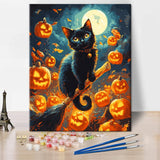 Rebotipy DIY Moon Paint by Numbers Kits Animals Cat Paint by Number on Canvas with Brushes Painting Artwork Kits Halloween Gifts Paint by Number for Adults Beginner Home Wall Decor 16x20 in Rebotipy