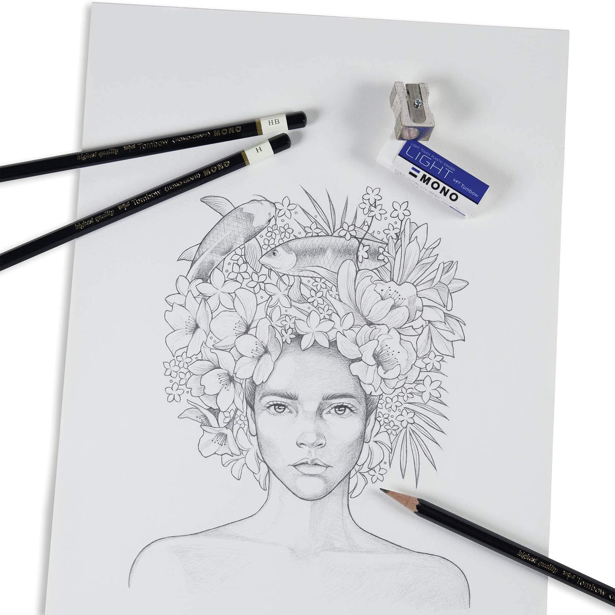 Tombow 51523 MONO Drawing Pencil Set, Assorted Degrees, 12-Pack. Professional Quality Graphite Pencil Set with Eraser and Sharpener Tombow