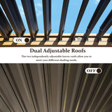 Domi Louvered Pergola 10×16 FT, Outdoor Wood Grain Aluminum Pergola with Adjustable Rainproof Roof and Drainage System, Metal Pergola Gazebo for Patio, Deck, Backyard domi outdoor living