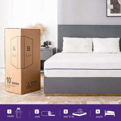 Tripie 6 Inch Full Mattress, Gel Soft & Firm Dual Sides Flippable Lavender Sleep Aid Mattress for Memory Foam Mattress, Hypoallergenic Bamboo Charcoal, Full Size Bed in a Box, CertiPUR-US