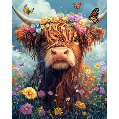 Highland Cow Paint by Numbers Kit for Adults,Cow Painting by Numbers,DIY Acrylic Paint Kit for Adults Without Frame,Easy Adult Paint by Number Kits on Canvas for Decor 16x20inch