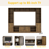 chartustriable 103" Wall Unit TV Stand with Storage for TVs up to 80" Large Farmhouse Wall Unit Entertainment Center w/Sliding Barn Door Cabinets and Power Outlet for Living Room, Rustic Brown chartustriable